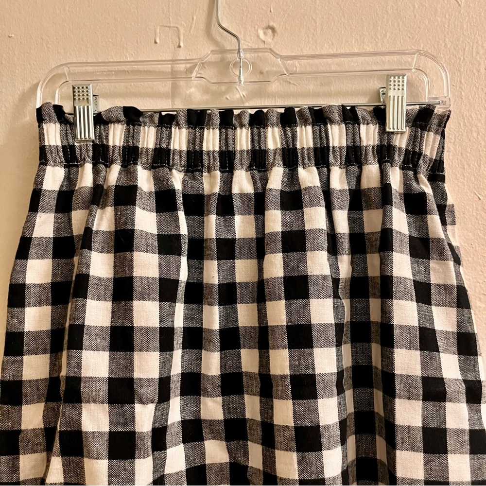 J. Crew Black & White Plaid Gingham High Waist Scallop Hem Skirt Pockets - Picture 12 of 14